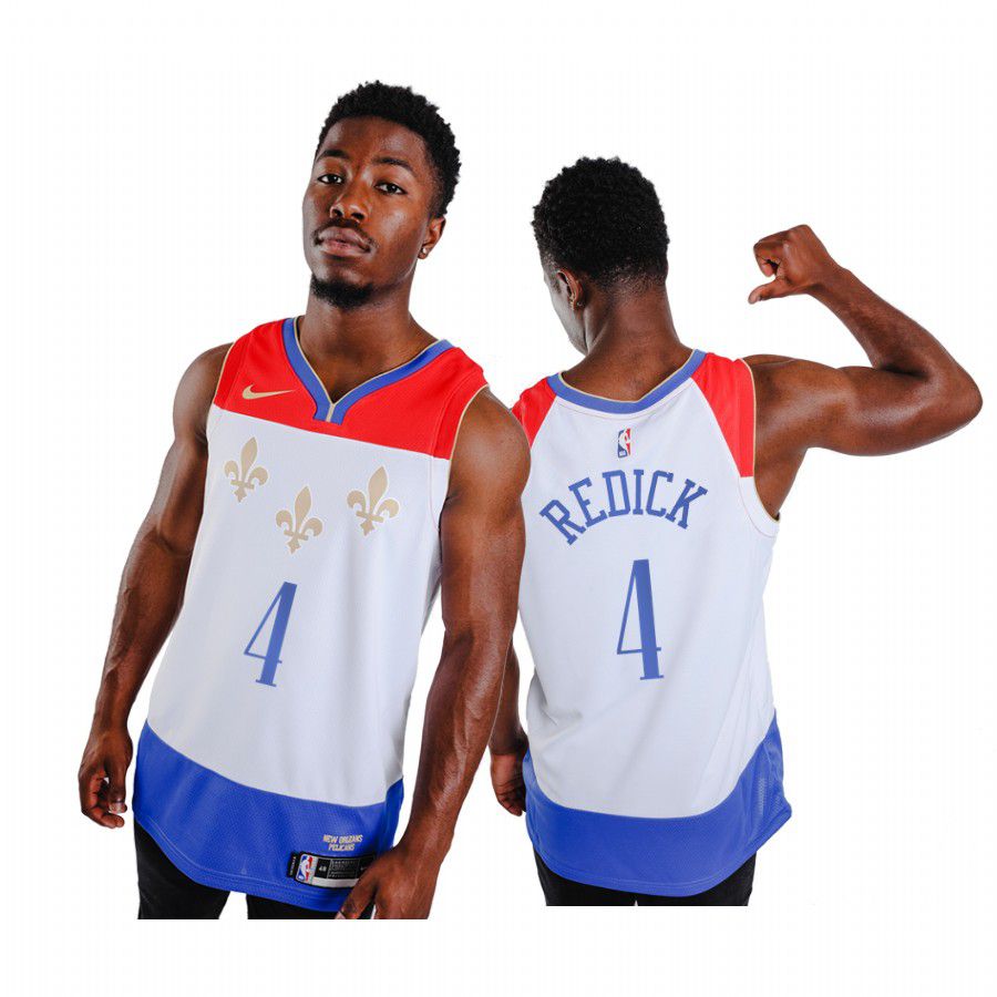 Men New Orleans Pelicans #4 j.j. redick white city edition fleur de lis 2020 nba jersey->new orleans pelicans->NBA Jersey